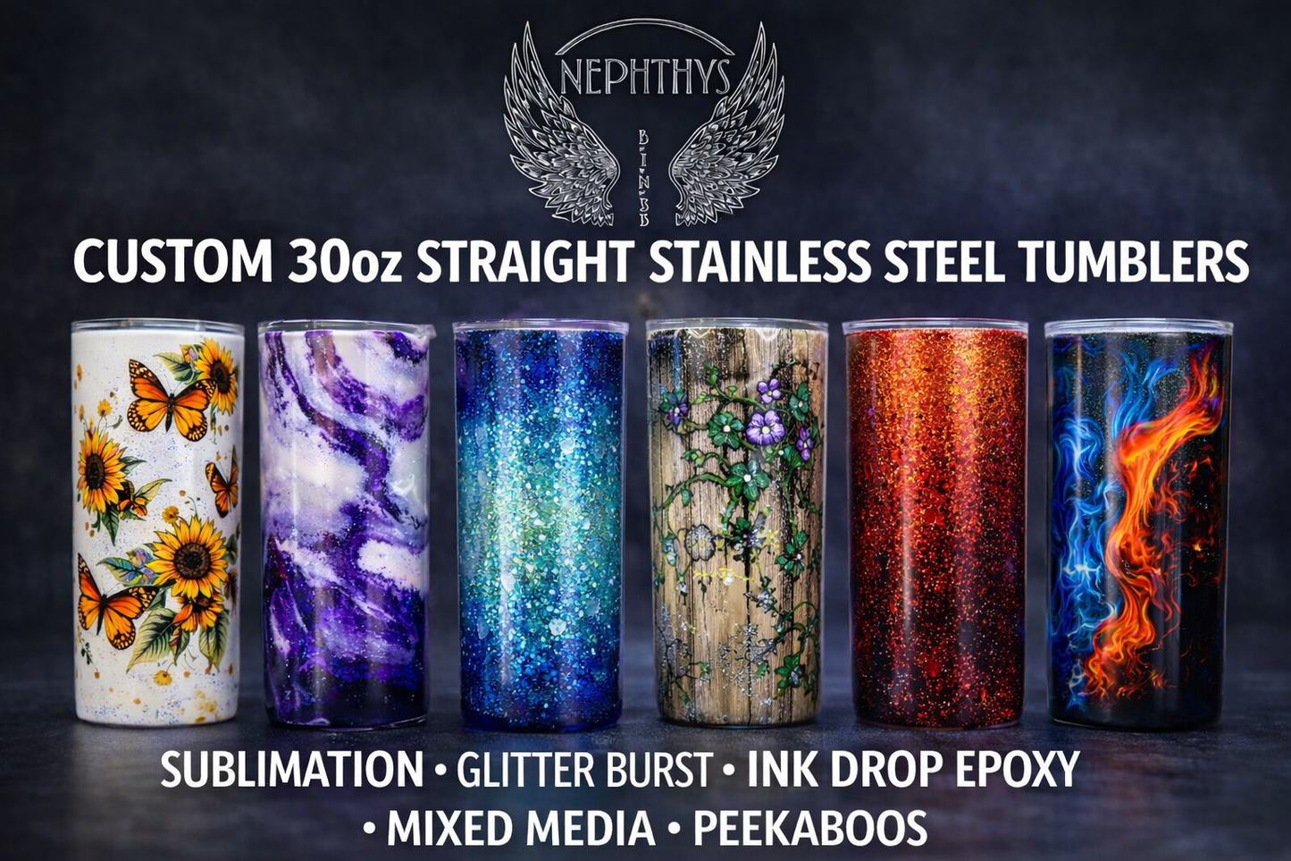 3 - Custom 30oz tumblers (standard lids)